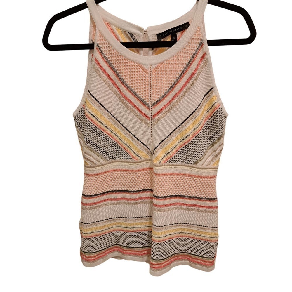 White House Black Market High Neck Halter Style Multicolored Top Size S - Picture 1 of 4